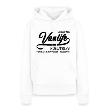 Lifestyle Van Life reist Entdeckungen Meetings - Frauen Premium Bio Hoodie - Weiß - Vorne - Julia (174cm)
