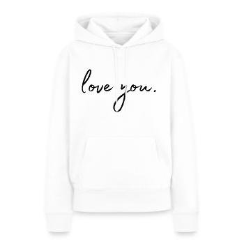 Je t’aime. Je t’aime. - Sweat à capuche Premium bio Femme - blanc - Devant - Julia (174cm)