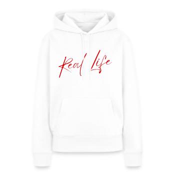 Real Life - Frauen Premium Bio Hoodie - Weiß - Vorne - Julia (174cm)