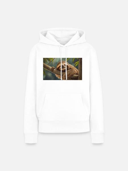Niedliche Tiere chillen – Faultier - Frauen Premium Bio Hoodie - Weiß