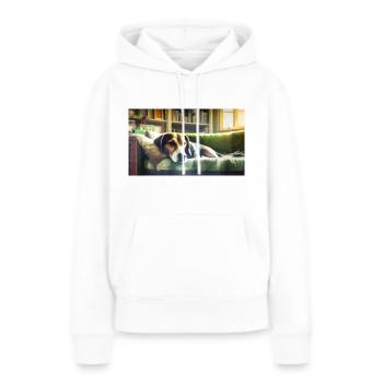 Niedliche Tiere chillen – Hund - Frauen Premium Bio Hoodie - Weiß - Vorne - Julia (174cm)