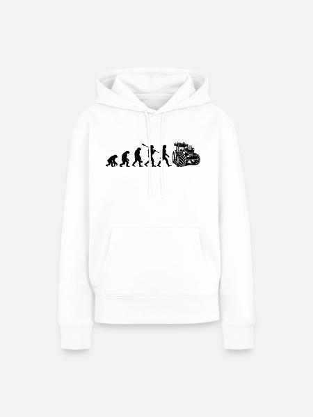 Evolution des Traktors - Frauen Premium Bio Hoodie - Weiß