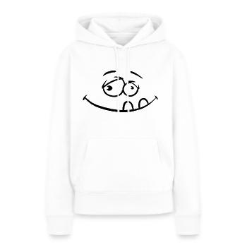 Lustiges Cartoon-Gesicht Zufrieden - Frauen Premium Bio Hoodie - Weiß - Vorne - Julia (174cm)