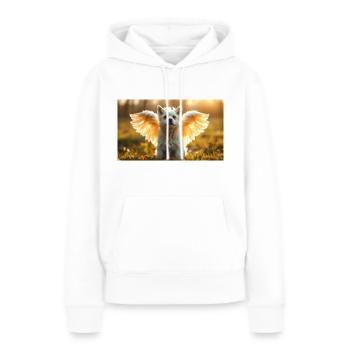 Chien céleste - Sweat à capuche Premium bio Femme - blanc - Devant - Julia (174cm)