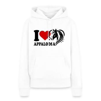 J’adore le cheval Appaloosa - Sweat à capuche Premium bio Femme - blanc - Devant - Julia (174cm)