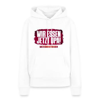 Satzzeichen retten Leben! - Frauen Premium Bio Hoodie - Weiß - Vorne - Julia (174cm)