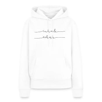 Inspire Expire - Sweat à capuche Premium bio Femme - blanc - Devant - Julia (174cm)