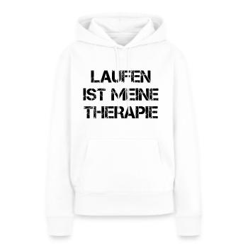 Laufen Ist Meine Therapie - Frauen Premium Bio Hoodie - Weiß - Vorne - Julia (174cm)