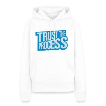faire confiance au processus Devis - Sweat à capuche Premium bio Femme - blanc - Devant - Julia (174cm)