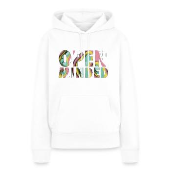 OPEN MINDET, Unisex,Regenbogen - Frauen Premium Bio Hoodie - Weiß - Vorne - Julia (174cm)