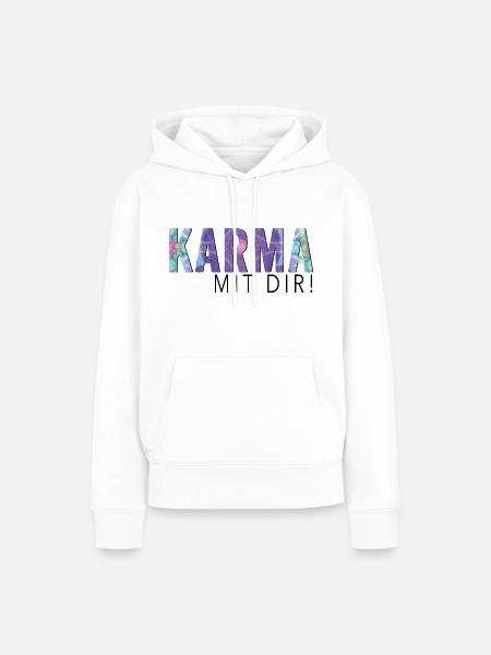 Karma mit dir - Frauen Premium Bio Hoodie - Weiß