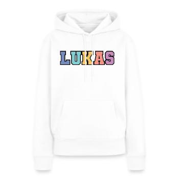 Name - Lukas - Frauen Premium Bio Hoodie - Weiß - Vorne - Julia (174cm)