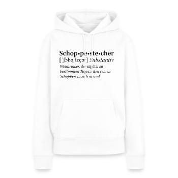 Rheinhessische Mundart "Schobbestecher" - Frauen Premium Bio Hoodie - Weiß - Vorne - Julia (174cm)