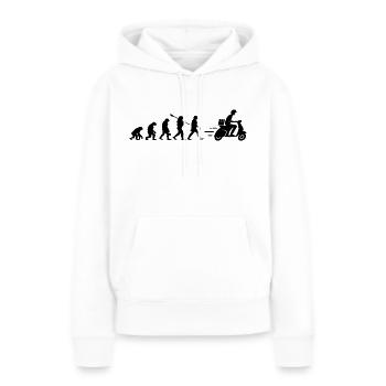 Die Entwicklung des Zustellers - Frauen Premium Bio Hoodie - Weiß - Vorne - Julia (174cm)