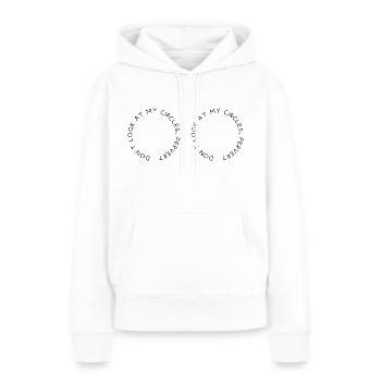 Ne regarde pas mes cercles, pervers - Sweat à capuche Premium bio Femme - blanc - Devant - Julia (174cm)