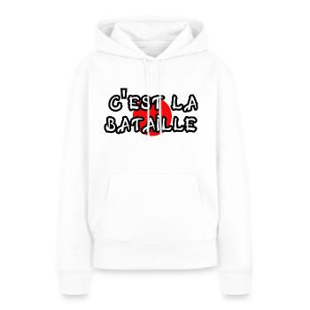 c'est la bataille - Sweat à capuche Premium bio Femme - blanc - Devant - Julia (174cm)