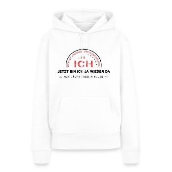 Indispensable ego I - Sweat à capuche Premium bio Femme - blanc - Devant - Julia (174cm)