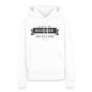 boucher qui dechire - Sweat à capuche Premium bio Femme - blanc - Devant - Julia (174cm)