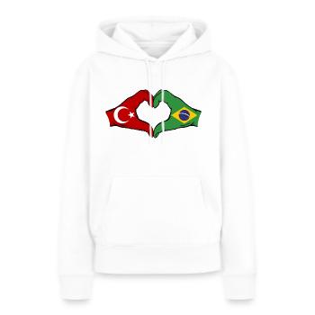 Türkei Brasilien Flagge Hände Herzform - Frauen Premium Bio Hoodie - Weiß - Vorne - Julia (174cm)