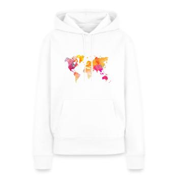 Weltkarte - Frauen Premium Bio Hoodie - Weiß - Vorne - Julia (174cm)