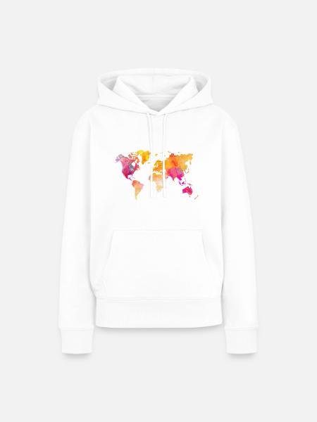 Weltkarte - Frauen Premium Bio Hoodie - Weiß
