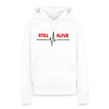 Still Alive - Frauen Premium Bio Hoodie - Weiß - Vorne - Julia (174cm)