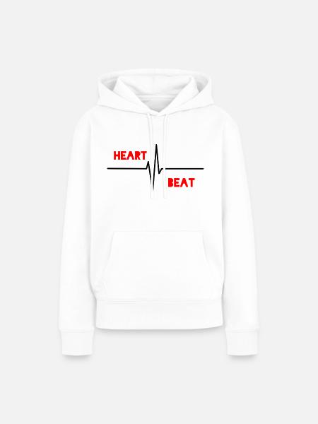 Heart Beat - Frauen Premium Bio Hoodie - Weiß