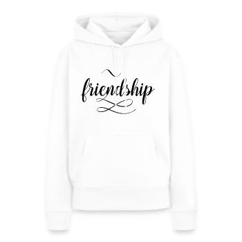amitié - Sweat à capuche Premium bio Femme - blanc - Devant - Julia (174cm)