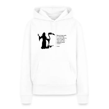 Tod - Menschen machen das Leben so interessant - Frauen Premium Bio Hoodie - Weiß - Vorne - Julia (174cm)