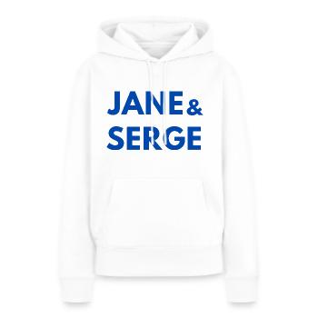 t shirt jane et serge - Sweat à capuche Premium bio Femme - blanc - Devant - Julia (174cm)