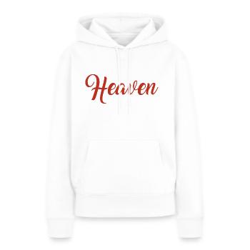 Slogan Heaven - Logo - Ciel - Citation - Sweat à capuche Premium bio Femme - blanc - Devant - Julia (174cm)