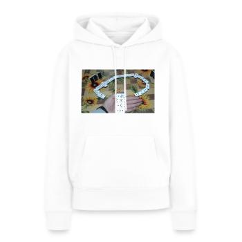 Domino - Frauen Premium Bio Hoodie - Weiß - Vorne - Julia (174cm)