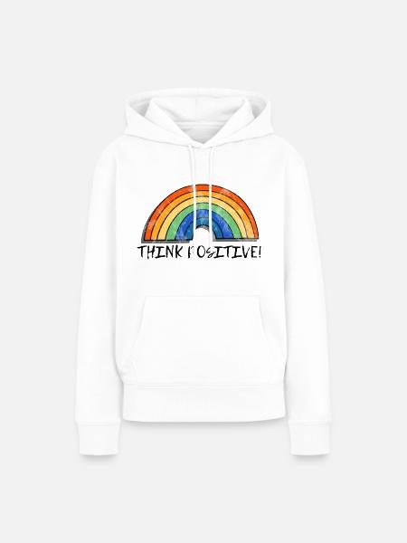 Think Poitive - Frauen Premium Bio Hoodie - Weiß