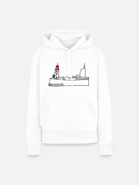 Leuchtturm Bremerhaven - Frauen Premium Bio Hoodie - Weiß