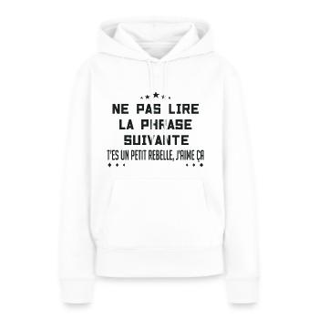 ne pas lire la phrase suivante - Sweat à capuche Premium bio Femme - blanc - Devant - Julia (174cm)