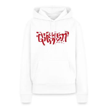 Verser - Sweat à capuche Premium bio Femme - blanc - Devant - Julia (174cm)