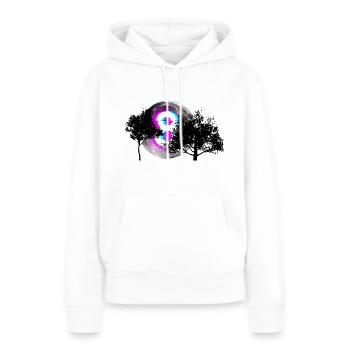 Glitch 8 hinter Bäumen - Frauen Premium Bio Hoodie - Weiß - Vorne - Julia (174cm)