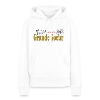 Future Grande Sœur – Annonce de Grossesse - Sweat à capuche Premium bio Femme - blanc - Devant - Julia (174cm)