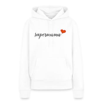 Super maman - Sweat à capuche Premium bio Femme - blanc - Devant - Julia (174cm)
