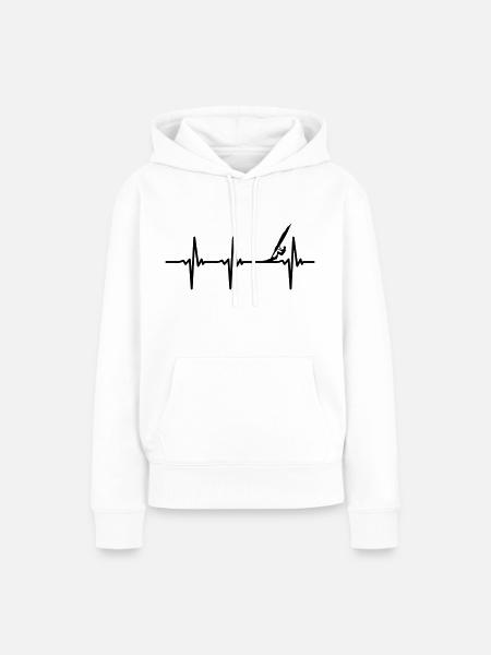Herzschlag Windsurfen - Frauen Premium Bio Hoodie - Weiß