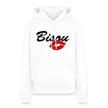 bisou / amour bébé / saint valentin - Sweat à capuche Premium bio Femme - blanc - Devant - Julia (174cm)