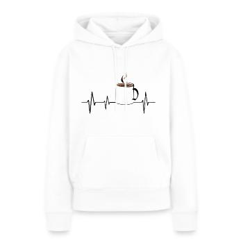 Kaffee Tasse EKG Herzschlag - Frauen Premium Bio Hoodie - Weiß - Vorne - Julia (174cm)