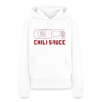 Sauce chili, chaude au cœur - Sweat à capuche Premium bio Femme - blanc - Devant - Julia (174cm)