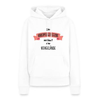 Die Kinderpflegerlegende verlässt das Kitagelände - Frauen Premium Bio Hoodie - Weiß - Vorne - Julia (174cm)