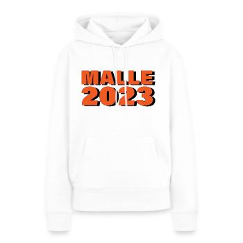 Malle 2023 - Frauen Premium Bio Hoodie - Weiß - Vorne - Julia (174cm)