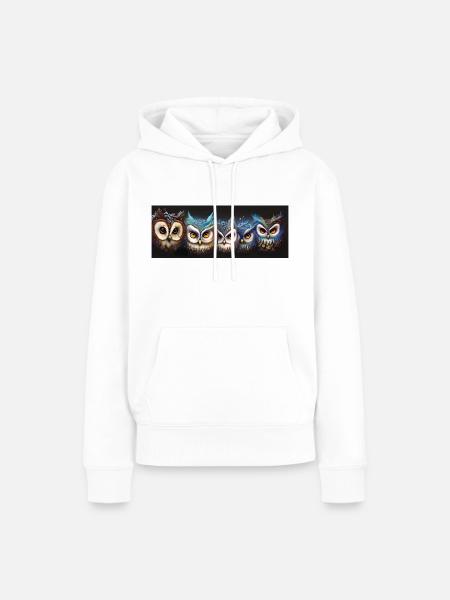 eulen - Frauen Premium Bio Hoodie - Weiß