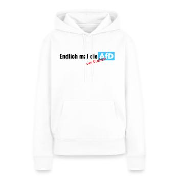 Endlich mal die AfD - verbieten - Frauen Premium Bio Hoodie - Weiß - Vorne - Julia (174cm)