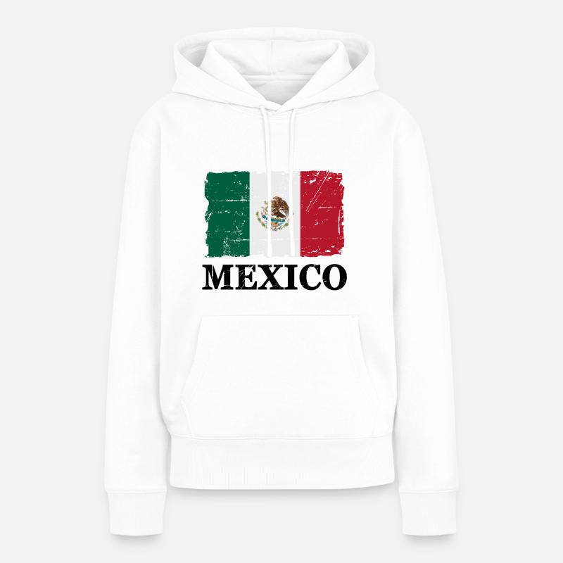 Drapeau du Mexique - Drapeau du Mexique - Look minable - Sweat à capuche Premium bio Femme - blanc