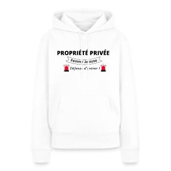 femme jalouse défense d'entrer humour amour - Sweat à capuche Premium bio Femme - blanc - Devant - Julia (174cm)