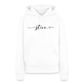 Steve Name Police de calligraphie - Sweat à capuche Premium bio Femme - blanc - Devant - Julia (174cm)